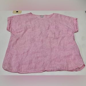 Women's Medium L. L. BEAN Pink 100% Linen Summer Blouse